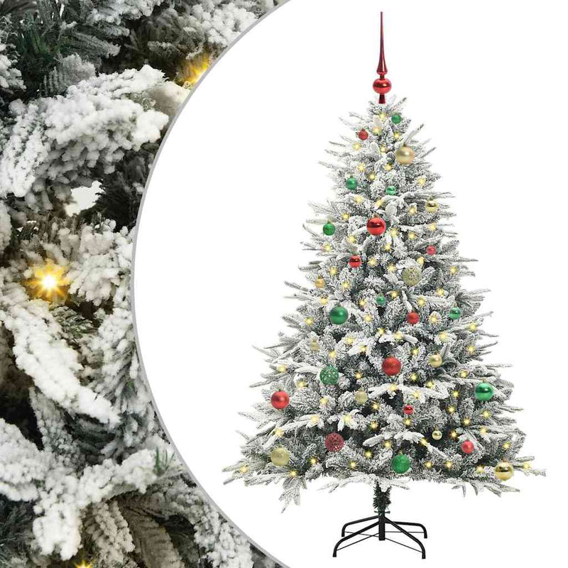 Afbeelding laden in galerijviewer, Vidaxl artificial pre-lit kerstboom met ballenset groen 150 cm
