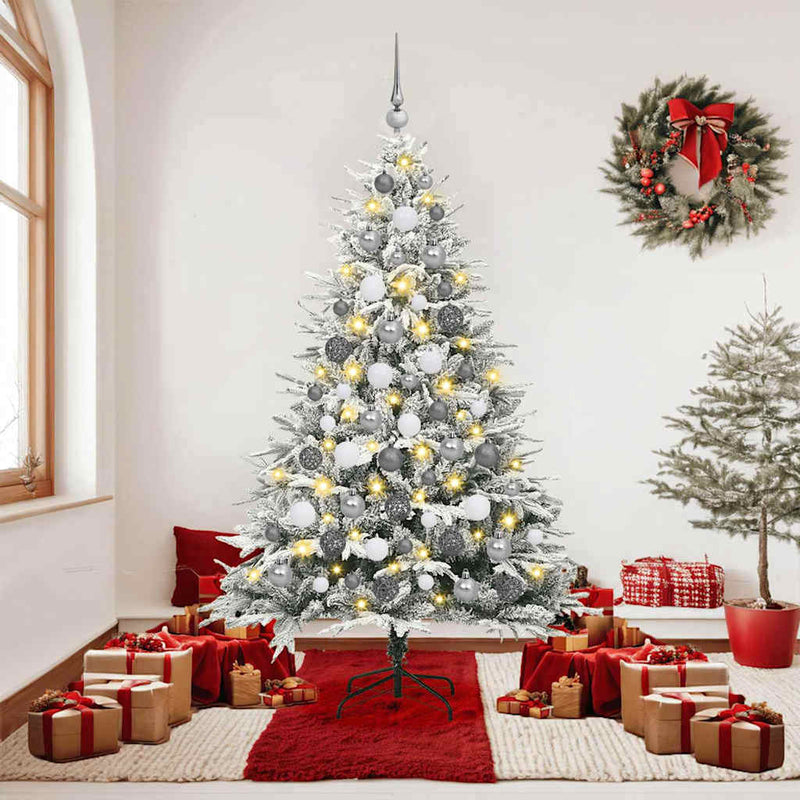 Afbeelding laden in galerijviewer, Vidaxl artificial pre-lit kerstboom met ballenset groen 180 cm
