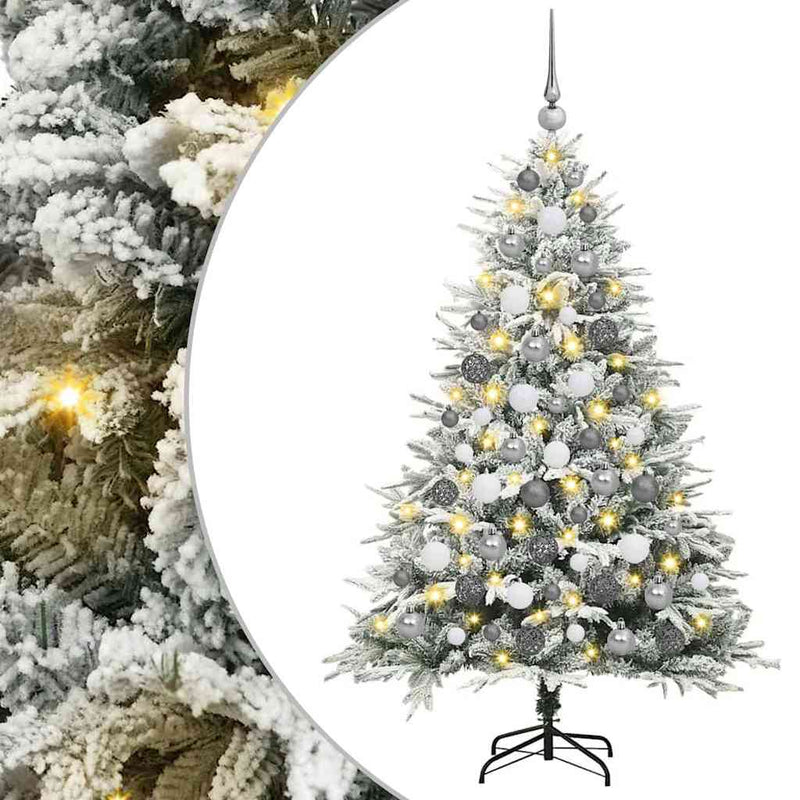 Afbeelding laden in galerijviewer, Vidaxl artificial pre-lit kerstboom met ballenset groen 180 cm
