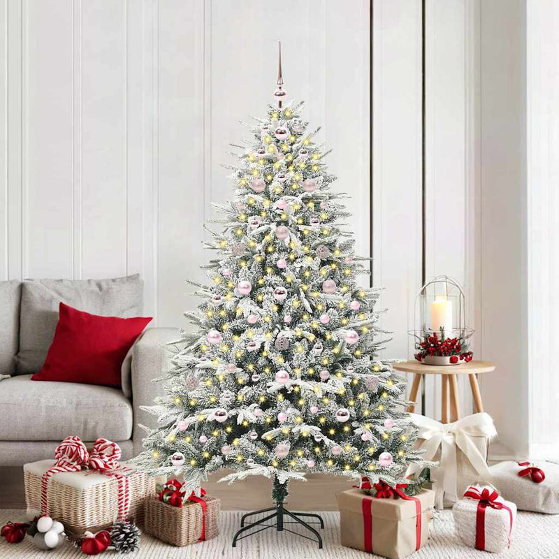 Afbeelding laden in galerijviewer, Vidaxl artificial pre-lit kerstboom met ballenset groen 180 cm
