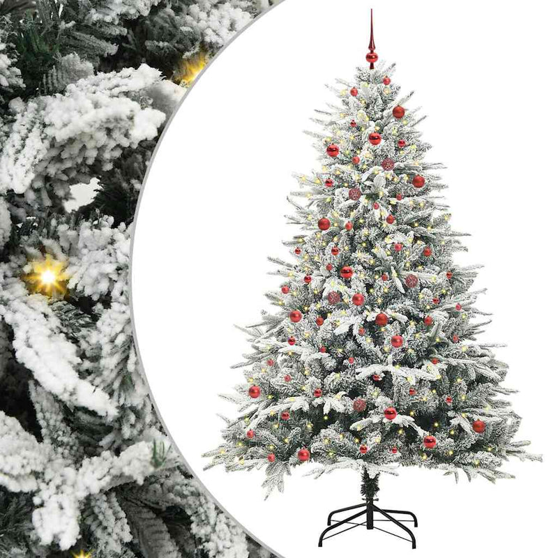 Afbeelding laden in galerijviewer, Vidaxl artificial pre-lit kerstboom met ballenset groen 210 cm
