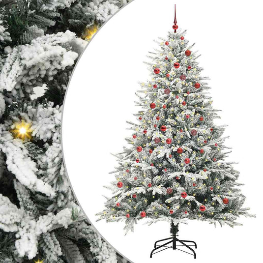 Vidaxl artificial pre-lit kerstboom met ballenset groen 210 cm