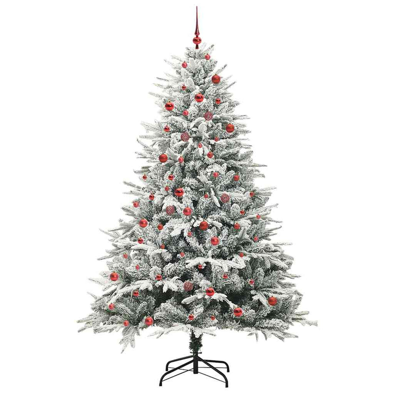 Afbeelding laden in galerijviewer, Vidaxl artificial pre-lit kerstboom met ballenset groen 210 cm
