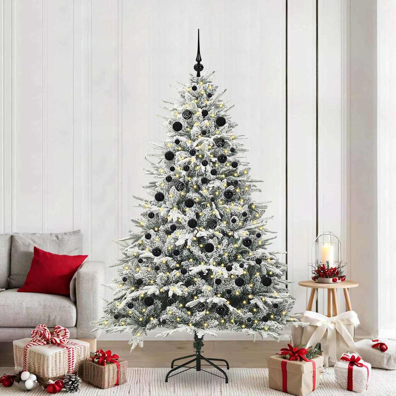 Afbeelding laden in galerijviewer, Vidaxl artificial pre-lit kerstboom met ballenset groen 210 cm
