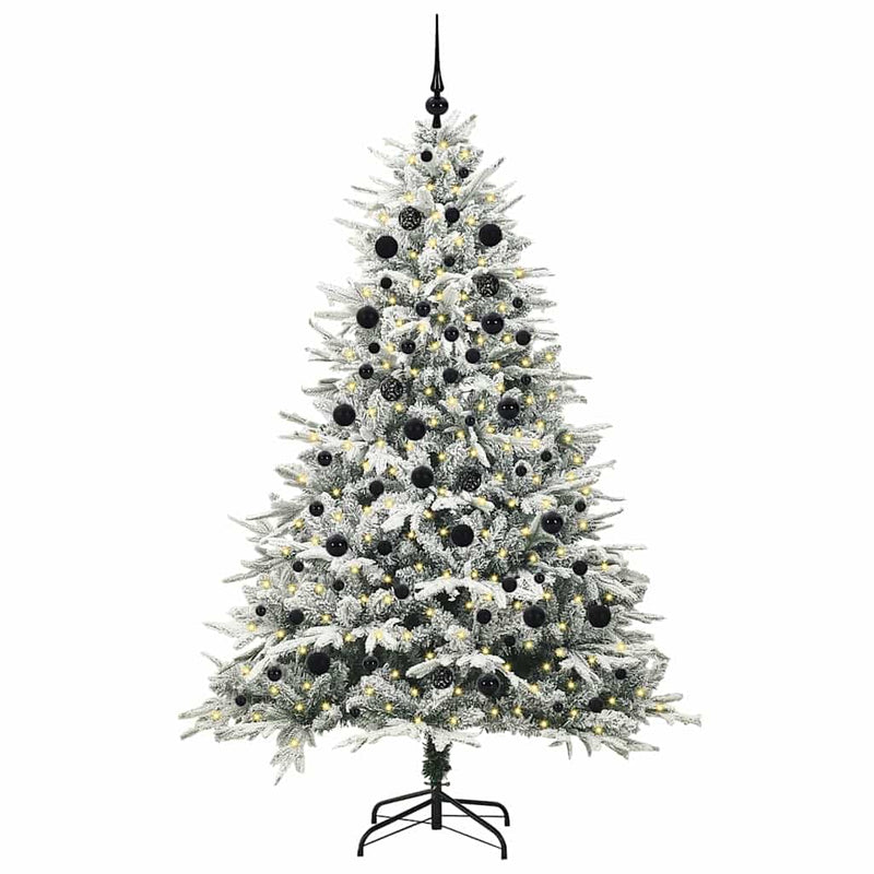 Afbeelding laden in galerijviewer, Vidaxl artificial pre-lit kerstboom met ballenset groen 210 cm
