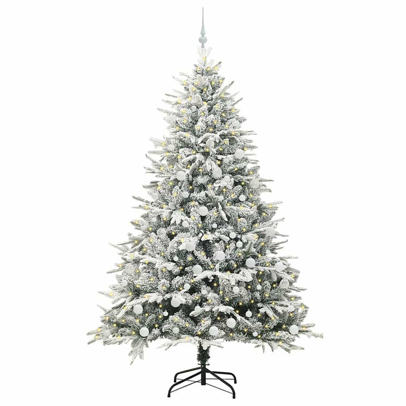 Afbeelding laden in galerijviewer, Vidaxl artificial pre-lit kerstboom met ballenset groen 210 cm
