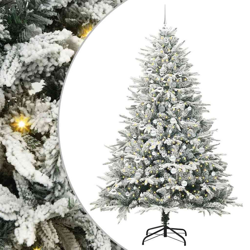 Afbeelding laden in galerijviewer, Vidaxl artificial pre-lit kerstboom met ballenset groen 210 cm
