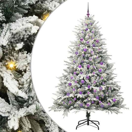 Vidaxl artificial pre-lit kerstboom met ballenset groen 210 cm