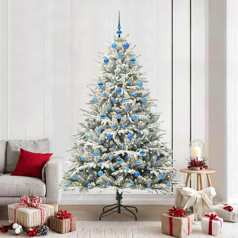 Afbeelding laden in galerijviewer, Vidaxl artificial pre-lit kerstboom met ballenset groen 210 cm
