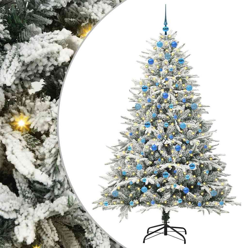 Afbeelding laden in galerijviewer, Vidaxl artificial pre-lit kerstboom met ballenset groen 210 cm
