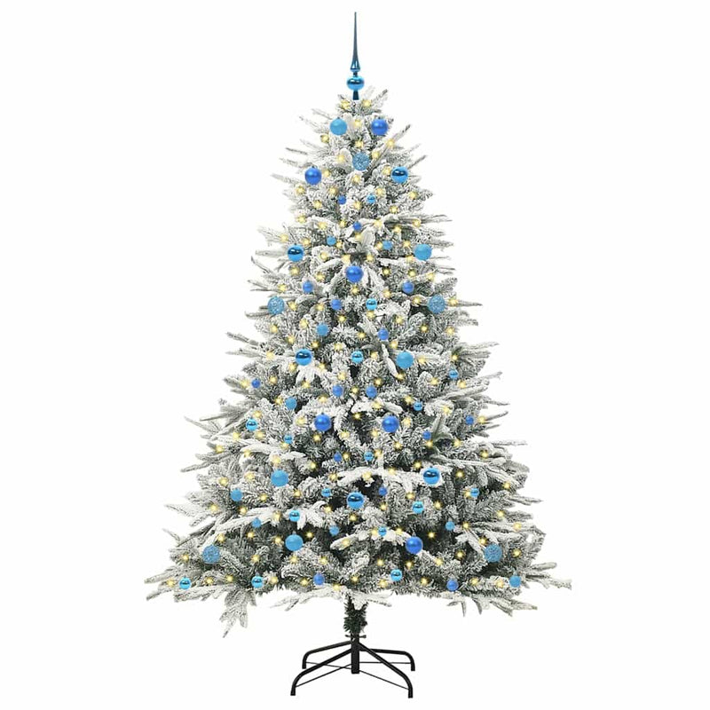 Afbeelding laden in galerijviewer, Vidaxl artificial pre-lit kerstboom met ballenset groen 210 cm
