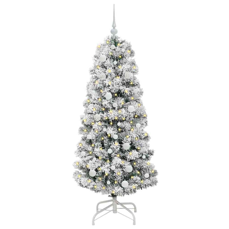 Afbeelding laden in galerijviewer, Vidaxl kunstmatige inklapbare kerstboom groen en wit 150 cm
