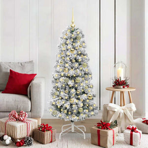 Vidaxl kunstmatige inklapbare kerstboom groen en wit 150 cm