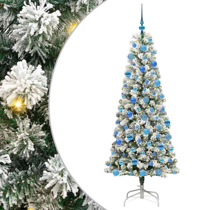 Chargez l'image dans la visionneuse de la galerie, Vidaxl kunstmatige inklapbare kerstboom groen en wit 180 cm
