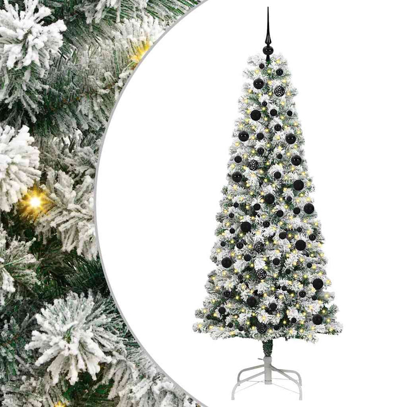 Chargez l'image dans la visionneuse de la galerie, Vidaxl kunstmatige inklapbare kerstboom groen en wit 210 cm
