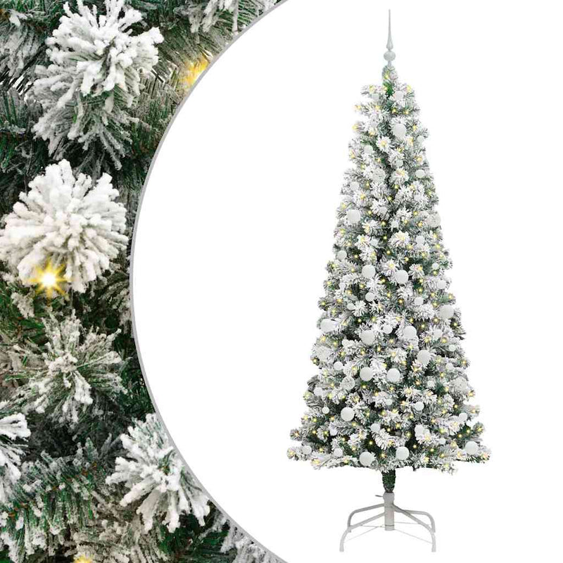 Chargez l'image dans la visionneuse de la galerie, Vidaxl kunstmatige inklapbare kerstboom groen en wit 210 cm
