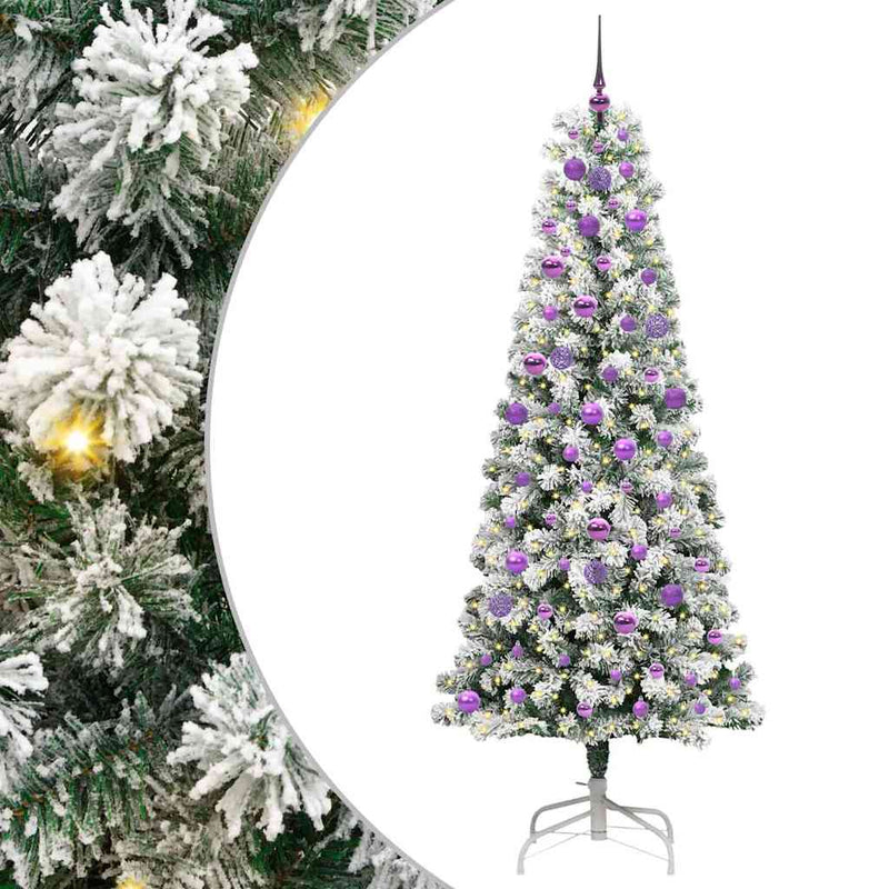 Chargez l'image dans la visionneuse de la galerie, Vidaxl kunstmatige inklapbare kerstboom groen en wit 210 cm
