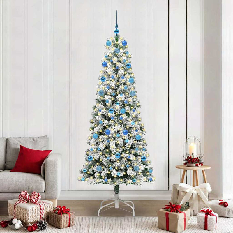 Chargez l'image dans la visionneuse de la galerie, Vidaxl kunstmatige inklapbare kerstboom groen en wit 210 cm
