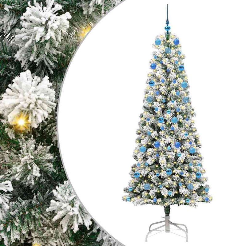 Chargez l'image dans la visionneuse de la galerie, Vidaxl kunstmatige inklapbare kerstboom groen en wit 210 cm
