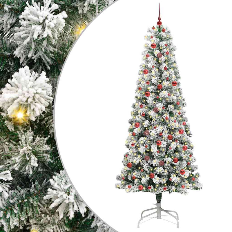 Chargez l'image dans la visionneuse de la galerie, Vidaxl kunstmatige inklapbare kerstboom groen en wit 240 cm
