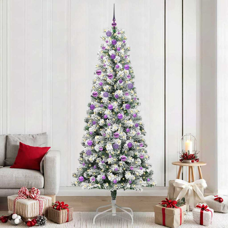 Chargez l'image dans la visionneuse de la galerie, Vidaxl kunstmatige inklapbare kerstboom groen en wit 240 cm
