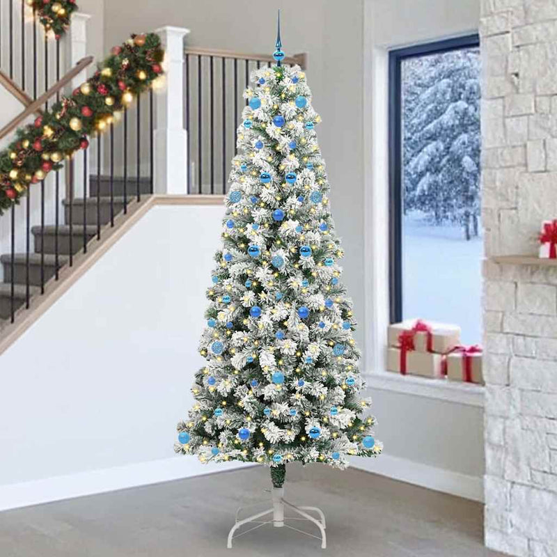 Chargez l'image dans la visionneuse de la galerie, Vidaxl kunstmatige inklapbare kerstboom groen en wit 240 cm

