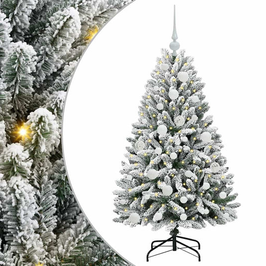 Vidaxl kunstkerstboom met 150 led groen en wit 120 cm pvc en metaal
