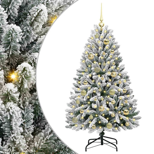 Vidaxl kunstkerstboom met 150 led groen en wit 120 cm pvc en metaal