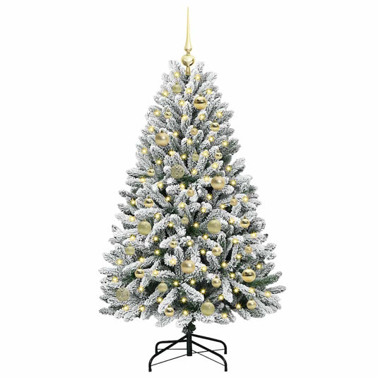Vidaxl kunstkerstboom met 150 led groen en wit 120 cm pvc en metaal