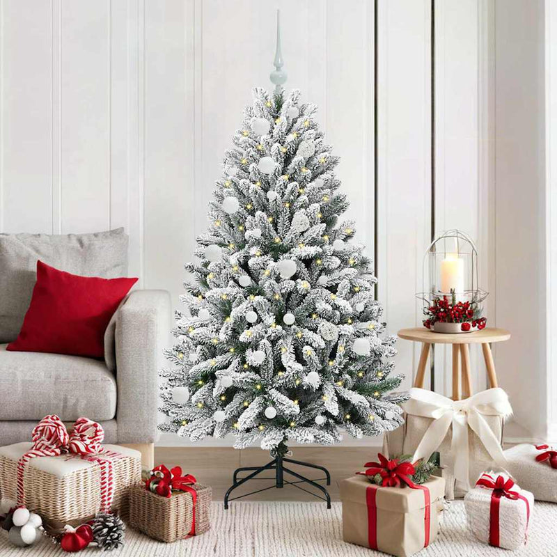 ギャラリービューアに画像をロードする, Vidaxl kunstkerstboom met 150 led groen en wit 150 cm pvc en metaal
