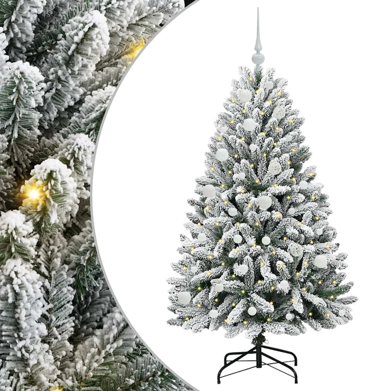 ギャラリービューアに画像をロードする, Vidaxl kunstkerstboom met 150 led groen en wit 150 cm pvc en metaal
