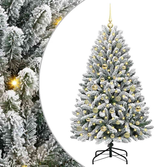 Vidaxl kunstkerstboom met 150 led groen en wit 150 cm pvc en metaal