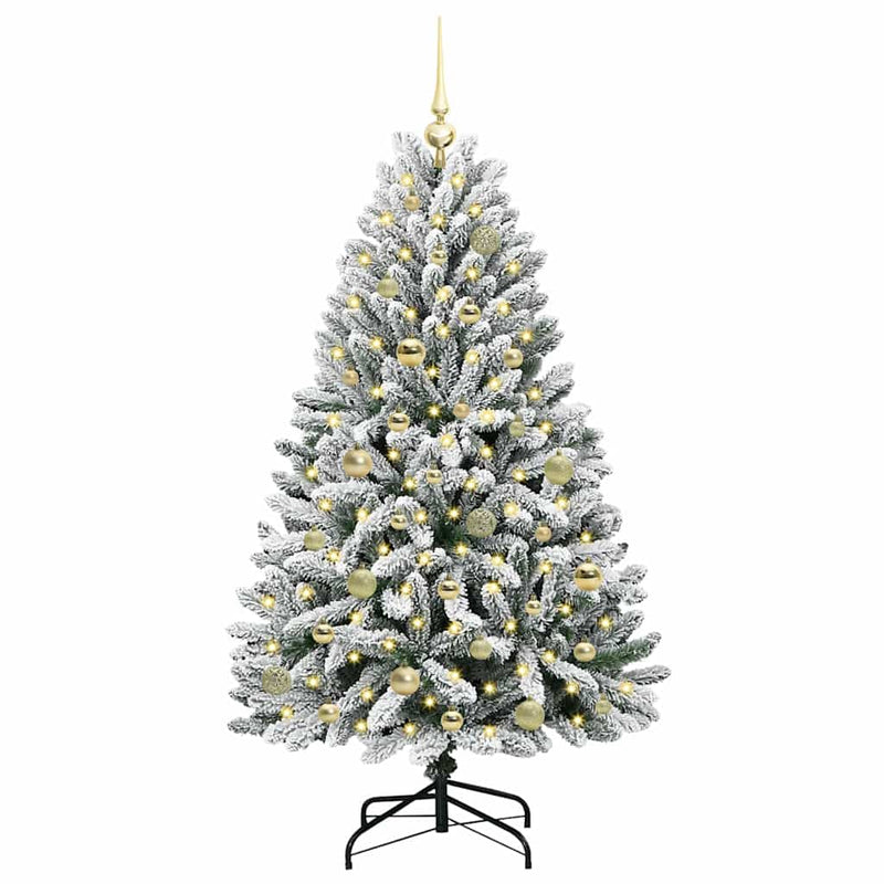 ギャラリービューアに画像をロードする, Vidaxl kunstkerstboom met 150 led groen en wit 150 cm pvc en metaal
