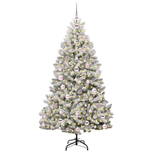 Vidaxl kunstkerstboom met 300 led groen en wit 180 cm pvc en metaal