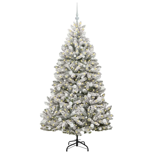 Vidaxl kunstkerstboom met 300 led groen en wit 180 cm pvc en metaal