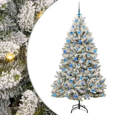 Vidaxl kunstkerstboom met 300 led groen en wit 180 cm pvc en metaal