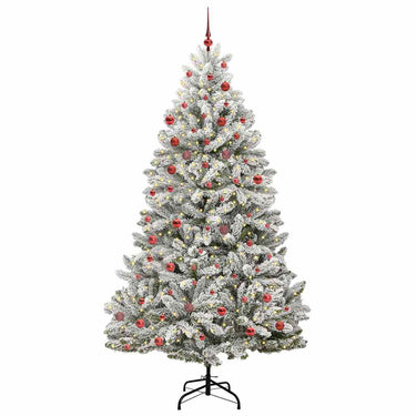 Vidaxl kunstkerstboom met 300 led groen en wit 210 cm pvc en metaal