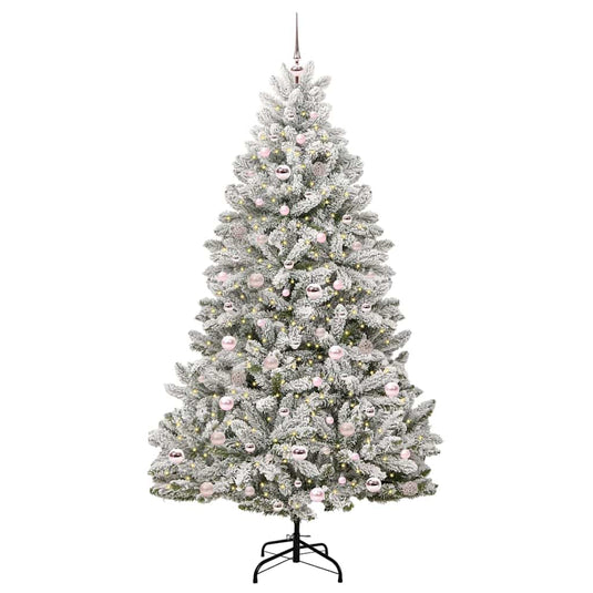 Vidaxl kunstkerstboom met 300 led groen en wit 210 cm pvc en metaal