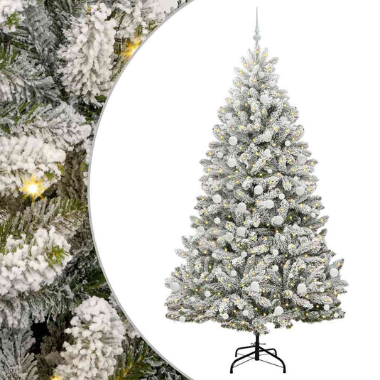 Vidaxl kunstkerstboom met 300 led groen en wit 210 cm pvc en metaal
