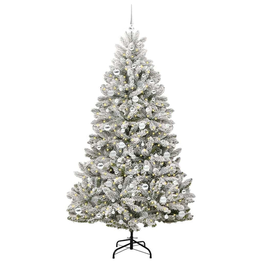Vidaxl kunstkerstboom met 300 led groen en wit 210 cm pvc en metaal