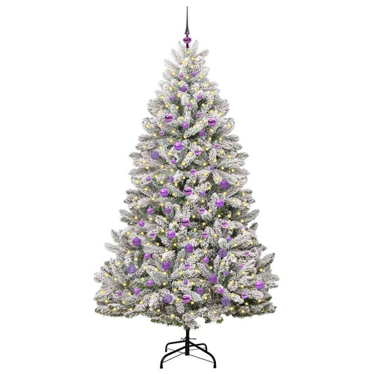 Vidaxl kunstkerstboom met 300 led groen en wit 210 cm pvc en metaal