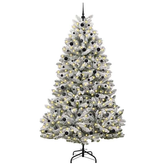 Vidaxl kunstkerstboom met 300 led groen en wit 240 cm pvc en metaal