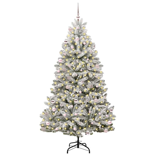 Vidaxl kunstkerstboom met 300 led groen en wit 240 cm pvc en metaal
