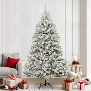Vidaxl kunstkerstboom met 300 led groen en wit 240 cm pvc en metaal