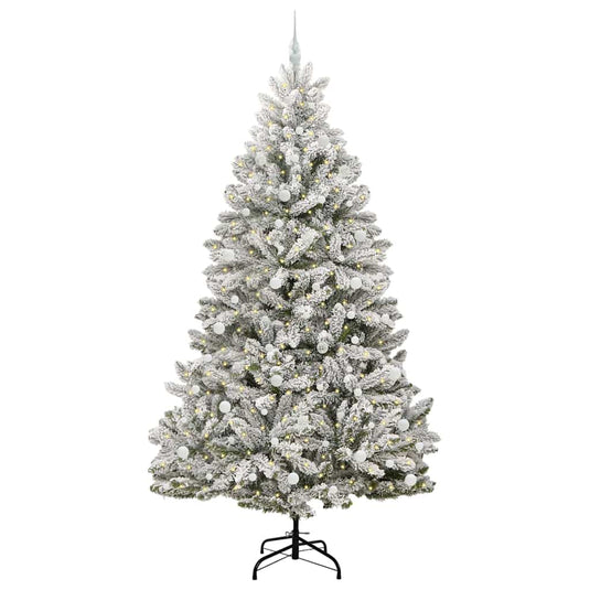 Vidaxl kunstkerstboom met 300 led groen en wit 240 cm pvc en metaal