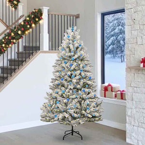 Vidaxl kunstkerstboom met 300 led groen en wit 240 cm pvc en metaal