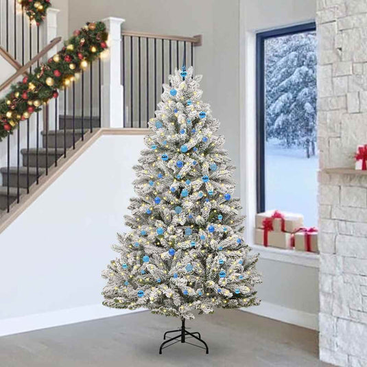 Vidaxl kunstkerstboom met 300 led groen en wit 240 cm pvc en metaal