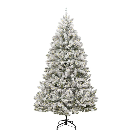 Vidaxl kunstkerstboom met 300 led groen en wit 270 cm pvc en metaal