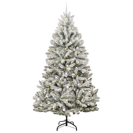 Vidaxl kunstkerstboom met 300 led groen en wit 270 cm pvc en metaal