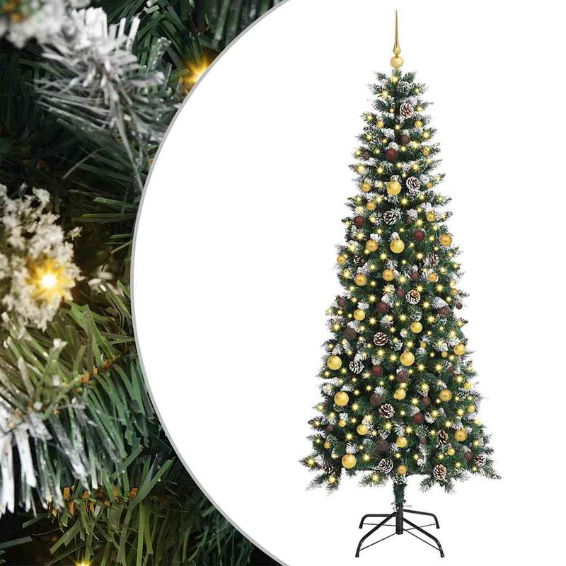 Afbeelding laden in galerijviewer, Vidaxl kunstkerstboom met 300 led groen 210 cm pvc en plastic en staal
